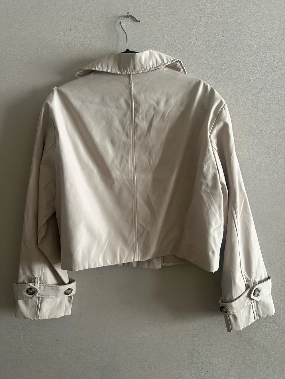 Stoosh Cropped Trench Coat in Light Beige